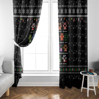 Christmas Colorful Dog Pawprint Window Curtain Black Snowflake Pattern Design - Wonder Print Shop