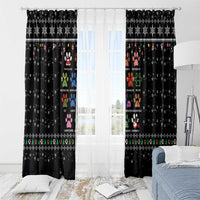 Christmas Colorful Dog Pawprint Window Curtain Black Snowflake Pattern Design - Wonder Print Shop