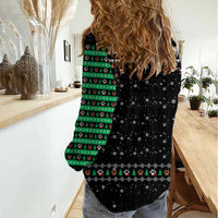 Christmas Colorful Dog Pawprint Women Casual Shirt Black Snowflake Pattern Design - Wonder Print Shop