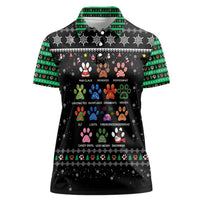Christmas Colorful Dog Pawprint Women Polo Shirt Black Snowflake Pattern Design - Wonder Print Shop