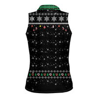 Christmas Colorful Dog Pawprint Women Sleeveless Polo Shirt Black Snowflake Pattern Design - Wonder Print Shop