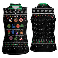 Christmas Colorful Dog Pawprint Women Sleeveless Polo Shirt Black Snowflake Pattern Design - Wonder Print Shop