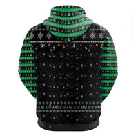 Christmas Colorful Dog Pawprint Zip Hoodie Black Snowflake Pattern Design - Wonder Print Shop