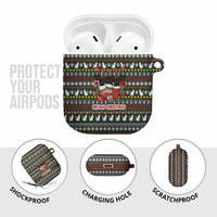 Black Cats in Stockings AirPods Case with Meowy Christmas Quote on Festive Pattern Design - Wonder Print Shop