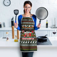 Black Cats in Stockings Apron with Meowy Christmas Quote on Festive Pattern Design - Wonder Print Shop