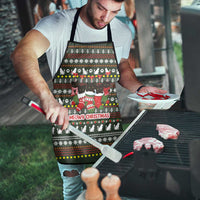 Black Cats in Stockings Apron with Meowy Christmas Quote on Festive Pattern Design - Wonder Print Shop