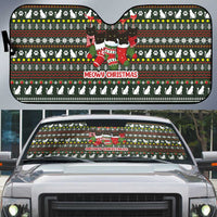 Black Cats in Stockings Auto Sun Shade with Meowy Christmas Quote on Festive Pattern Design - Wonder Print Shop