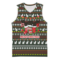 Black Cats in Stockings Basketball Jersey with Meowy Christmas Quote on Festive Pattern Design - Wonder Print Shop