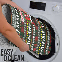 Black Cats in Stockings Bathroom Set with Meowy Christmas Quote on Festive Pattern Design - Wonder Print Shop