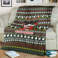 Black Cats in Stockings Blanket with Meowy Christmas Quote on Festive Pattern Design - Wonder Print Shop