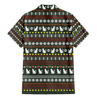 Black Cats in Stockings Family Matching Mermaid Dress and Hawaiian Shirt with Meowy Christmas Quote on Festive Pattern Design - Wonder Print Shop