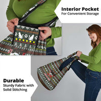 Black Cats in Stockings Grocery Bag with Meowy Christmas Quote on Festive Pattern Design - Wonder Print Shop