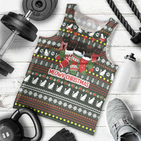 Black Cats in Stockings Men Tank Top with Meowy Christmas Quote on Festive Pattern Design - Wonder Print Shop
