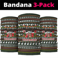 Black Cats in Stockings Neck Gaiter with Meowy Christmas Quote on Festive Pattern Design - Wonder Print Shop