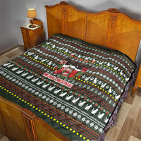 Black Cats in Stockings Quilt with Meowy Christmas Quote on Festive Pattern Design - Wonder Print Shop