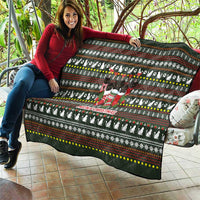 Black Cats in Stockings Quilt with Meowy Christmas Quote on Festive Pattern Design - Wonder Print Shop