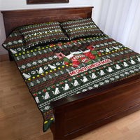 Black Cats in Stockings Quilt Bed Set with Meowy Christmas Quote on Festive Pattern Design - Wonder Print Shop