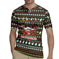 Black Cats in Stockings Rugby Jersey with Meowy Christmas Quote on Festive Pattern Design - Wonder Print Shop