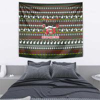 Black Cats in Stockings Tapestry with Meowy Christmas Quote on Festive Pattern Design - Wonder Print Shop