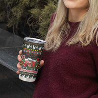 Black Cats in Stockings Tumbler Cup with Meowy Christmas Quote on Festive Pattern Design - Wonder Print Shop