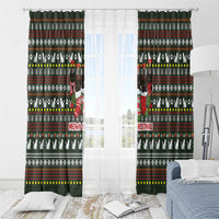 Black Cats in Stockings Window Curtain with Meowy Christmas Quote on Festive Pattern Design - Wonder Print Shop