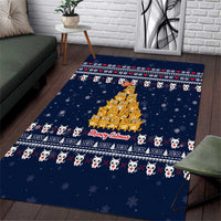 Meowy Catmas Area Rug with Orange Cats Christmas Tree and Snowflake Pattern Design - Wonder Print Shop