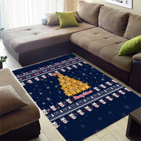Meowy Catmas Area Rug with Orange Cats Christmas Tree and Snowflake Pattern Design - Wonder Print Shop