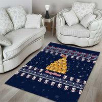 Meowy Catmas Area Rug with Orange Cats Christmas Tree and Snowflake Pattern Design - Wonder Print Shop
