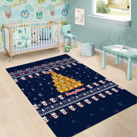 Meowy Catmas Area Rug with Orange Cats Christmas Tree and Snowflake Pattern Design - Wonder Print Shop