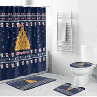 Meowy Catmas Bathroom Set with Orange Cats Christmas Tree and Snowflake Pattern Design - Wonder Print Shop