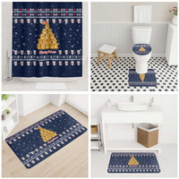 Meowy Catmas Bathroom Set with Orange Cats Christmas Tree and Snowflake Pattern Design - Wonder Print Shop