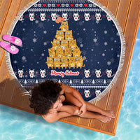 Meowy Catmas Beach Blanket with Orange Cats Christmas Tree and Snowflake Pattern Design - Wonder Print Shop