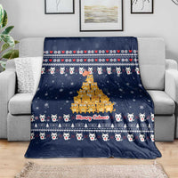 Meowy Catmas Blanket with Orange Cats Christmas Tree and Snowflake Pattern Design - Wonder Print Shop