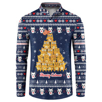 Meowy Catmas Button Sweatshirt with Orange Cats Christmas Tree and Snowflake Pattern Design - Wonder Print Shop
