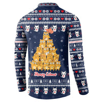 Meowy Catmas Button Sweatshirt with Orange Cats Christmas Tree and Snowflake Pattern Design - Wonder Print Shop