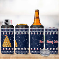 Meowy Catmas 4 in 1 Can Cooler Tumbler with Orange Cats Christmas Tree and Snowflake Pattern Design - Wonder Print Shop