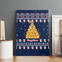Meowy Catmas Canvas Wall Art with Orange Cats Christmas Tree and Snowflake Pattern Design - Wonder Print Shop
