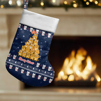 Meowy Catmas Christmas Stocking with Orange Cats Christmas Tree and Snowflake Pattern Design - Wonder Print Shop