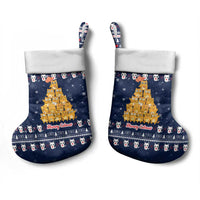 Meowy Catmas Christmas Stocking with Orange Cats Christmas Tree and Snowflake Pattern Design - Wonder Print Shop