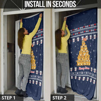 Meowy Catmas Door Cover with Orange Cats Christmas Tree and Snowflake Pattern Design - Wonder Print Shop