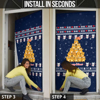 Meowy Catmas Door Cover with Orange Cats Christmas Tree and Snowflake Pattern Design - Wonder Print Shop