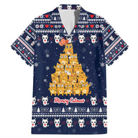 Meowy Catmas Family Matching Mermaid Dress and Hawaiian Shirt with Orange Cats Christmas Tree and Snowflake Pattern Design - Wonder Print Shop
