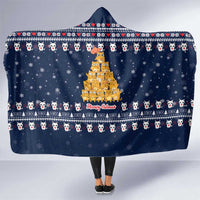 Meowy Catmas Hooded Blanket with Orange Cats Christmas Tree and Snowflake Pattern Design - Wonder Print Shop