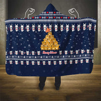 Meowy Catmas Hooded Blanket with Orange Cats Christmas Tree and Snowflake Pattern Design - Wonder Print Shop