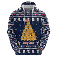 Meowy Catmas Hoodie with Orange Cats Christmas Tree and Snowflake Pattern Design - Wonder Print Shop