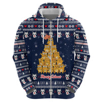 Meowy Catmas Hoodie with Orange Cats Christmas Tree and Snowflake Pattern Design - Wonder Print Shop