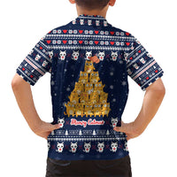 Meowy Catmas Kid Hawaiian Shirt with Orange Cats Christmas Tree and Snowflake Pattern Design - Wonder Print Shop