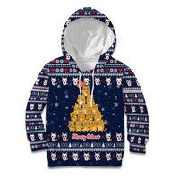 Meowy Catmas Kid Hoodie with Orange Cats Christmas Tree and Snowflake Pattern Design - Wonder Print Shop
