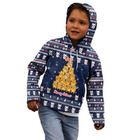 Meowy Catmas Kid Hoodie with Orange Cats Christmas Tree and Snowflake Pattern Design - Wonder Print Shop