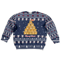 Meowy Catmas Kid Ugly Christmas Sweater with Orange Cats Christmas Tree and Snowflake Pattern Design - Wonder Print Shop